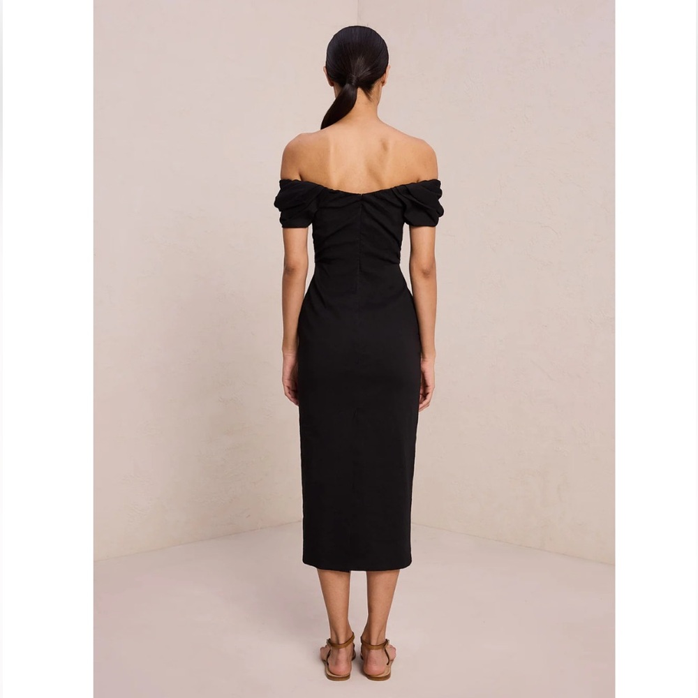 A.L.C. Nora Puff Sleeve Off Shoulder Midi Dress Black - Picture 3 of 7